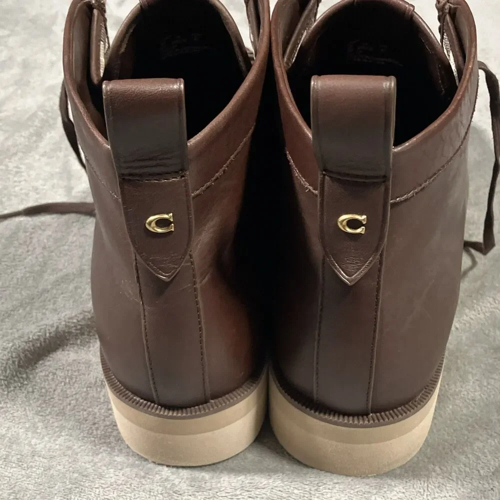 Coach Men's Size 13D Shoes Coach Signature Logo Jacquard Lace-up Boot. New